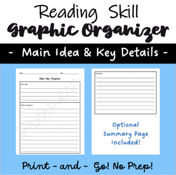 Preview of Main Idea & Key Details Reading Graphic Organizer 