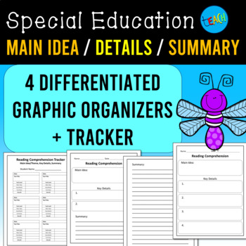 Preview of Main Idea, Key Details, Summary - Graphic Organizers & IEP Goal Tracker