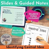 Main Idea Lesson for 5th, 6th, 7th Grades- Notes, Slides, 