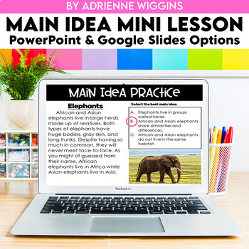 Preview of Main Idea Mini Lesson (Google Classroom & PPT) Distance Learning