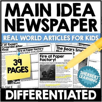 Preview of Main Idea Newspaper - Differentiated Reading Passages - Real World Articles
