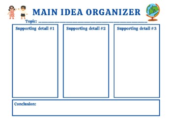 Preview of Main Idea Organizer/Graphic Organizers/ALL SUBJECTS/Hybrid Product/EASEL