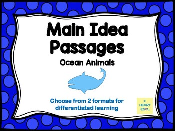 Preview of Main Idea Passages (Ocean Animals)
