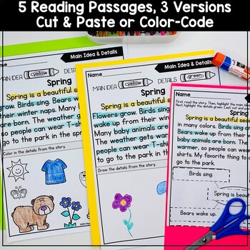 main idea reading passages printables by brenda tejeda tpt