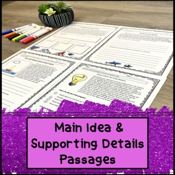 Preview of Main Idea & Supporting Details Passages and Questions | Digital & PDF