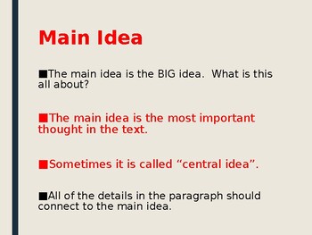 Main Idea PowerPoint by Desert Teaching and Learning | TpT