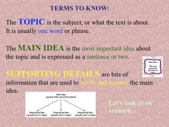 Preview of Main Idea PowerPoint Lesson