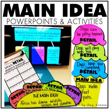 Preview of Reading Comprehension Activities & Slides for Main Idea & Details w/ Taco Craft