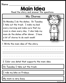 Main Idea Practice Pages for Beginners by Kaitlynn Albani | TpT