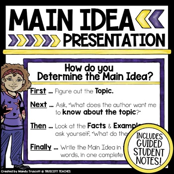 Preview of Main Idea and Supporting Details Presentation & Student Notes: Print & Digital