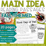 Main Idea Reading Comprehension Passages Fall Thanksgiving