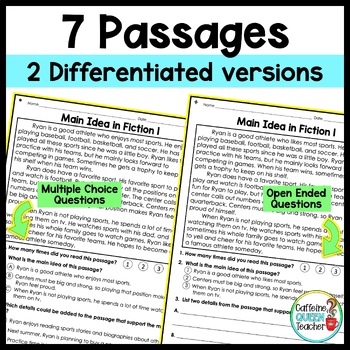 Main Idea Passages and Activities with Reading Center and Organizers