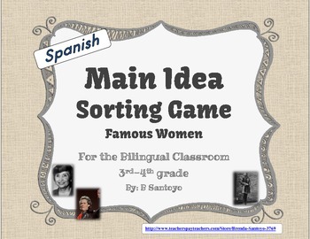 Preview of Main Idea Sorting Game 'Famous Women' in Spanish