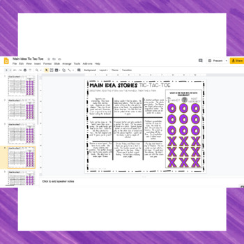 Google Slides Tic Tac Toe Activity Master 