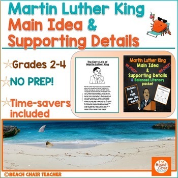 Preview of Main Idea & Supp Details Activities, Black History Month Martin Luther King 