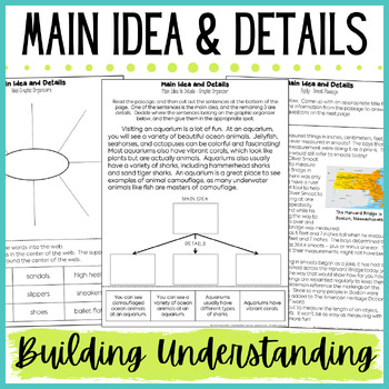 Preview of Main Idea & Supporting Details Activities - Central Idea - Passages, Worksheets