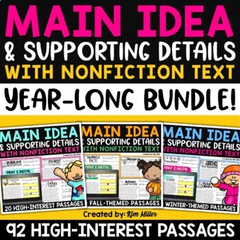 Preview of Main Idea & Supporting Details Activities Graphic Organizers Central Idea Bundle
