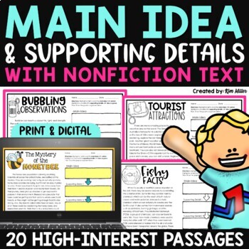 Preview of Main Idea and Supporting Details Graphic Organizers Central Idea Worksheets