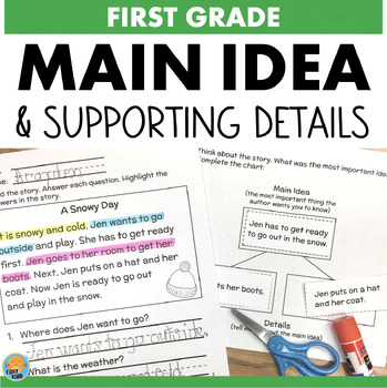 Preview of Main Idea & Key Details 1st Grade Reading Passages with Comprehension Questions