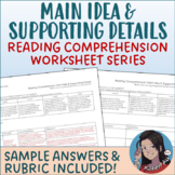 Main Idea & Supporting Details graphic organizer with rubr