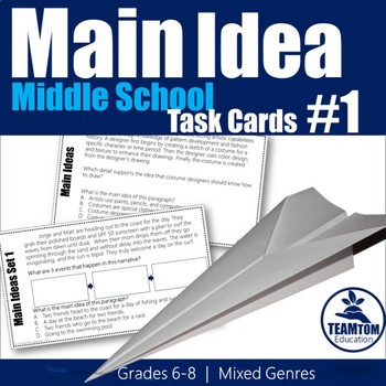 Preview of Main Idea Task Cards 1 (Grades 6-8)