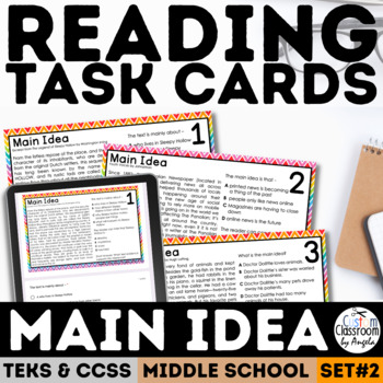 Preview of Main Idea Task Cards Reading Comprehension Passages Central Idea & Key Details
