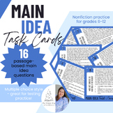 Main Idea Task Cards | 16 Passages w/ Multiple Choice Questions