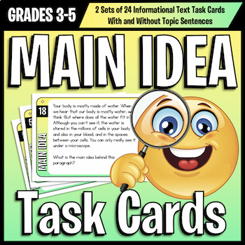 Main Idea Task Cards: Differentiated With and Without Stated Topic Sentences