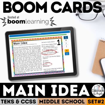 Preview of Main Idea Task Cards Digital Boom Cards