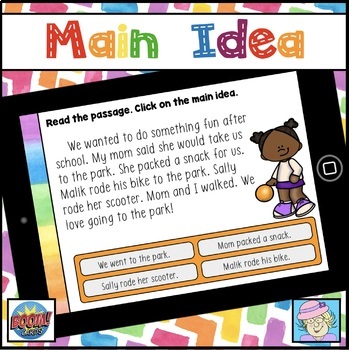 Preview of Main Idea Task Cards Nonfiction Fiction Passages Boom™ Cards