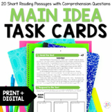 Main Idea Task Cards - Short Nonfiction Passages with Grap