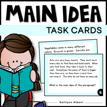 Preview of Main Idea Task Cards Short Passages