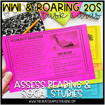 Preview of Main Idea Task Cards: WWI & The Roaring Twenties