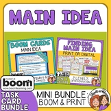 Main Idea Task Cards and Digital Boom Cards Bundle with Au