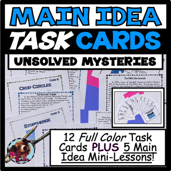 Preview of Main Idea Task Cards and Guided Mini Lessons Google Ready!