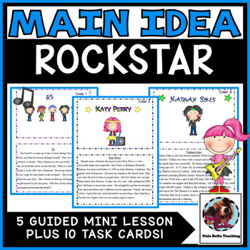 Preview of Main Idea Task Cards and Guided Mini-Lessons Rockstar