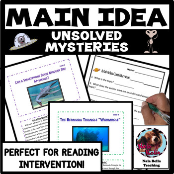 Preview of Main Idea Task Cards and Guided Mini Lessons Unsolved Mysteries