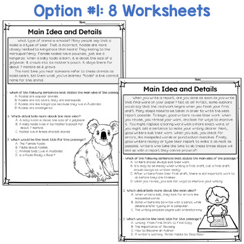 Main Idea Task Cards or Worksheets (grades 2-3) by Deb ...