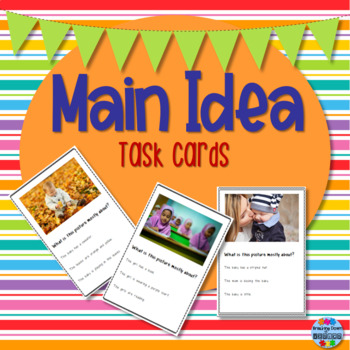 Preview of Main Idea Task Cards with Real Pictures {Set 1}