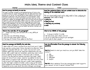 Preview of Main Idea, Theme and Context Clues Language Board - SAMPLE