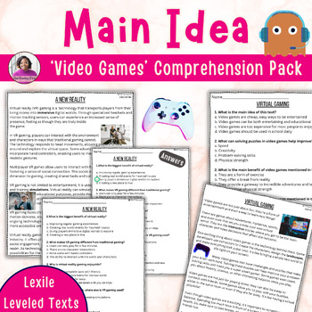 Preview of Main Idea Video Games | Comprehension | RI.2.2 RI.3.2 | Centers | Tech