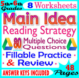 Main Idea Worksheets. 5th-6th Grade Reading Strategy Pract
