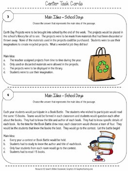 Main Idea Task Cards 3rd Grade by Jason's Online Classroom | TpT