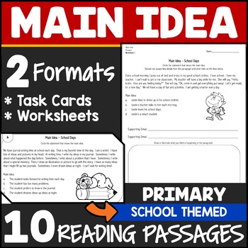 Preview of Main Idea Task Cards & Worksheets 2nd Grade {Dollar Deals}