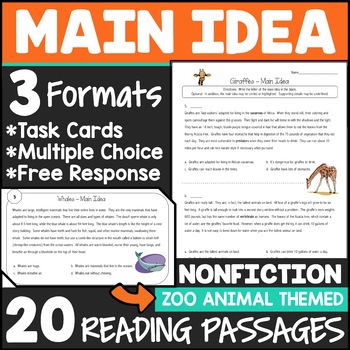 main idea and supporting details passages for third grade tpt