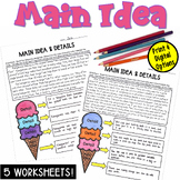 Main Idea Worksheets: Five Practice Passages with Graphic 