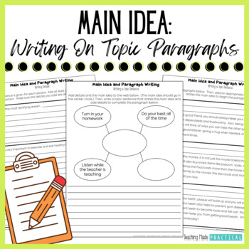 Preview of Main Idea Writing - Writing Paragraphs and Staying on Topic