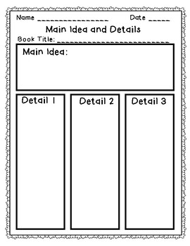 Main Idea and Detail Graphic Organizer - With and Without Lines