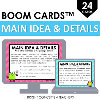 Preview of Main Idea and Details BOOM Cards / Digital Task Cards