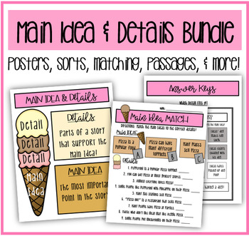 Preview of Main Idea and Details Resources (Passages, Sorting, Matching, and MORE!)